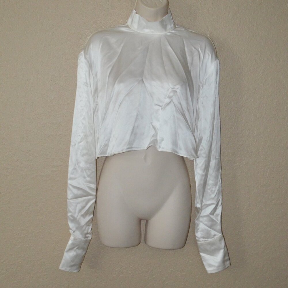 Sz S Sablyn Ivory Cropped Long Sleeve Blouse